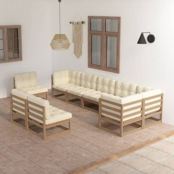 vidaXL Set mobilier de grădină cu perne, 9 piese, lemn masiv de pin