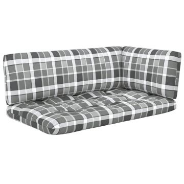 vidaXL Set mobilier din paleți cu perne, 4 piese, gri, lemn pin tratat