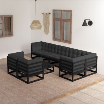 vidaXL Set mobilier grădină cu perne, 9 piese, lemn masiv de pin