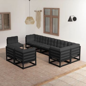 vidaXL Set mobilier grădină cu perne, 9 piese, lemn masiv pin
