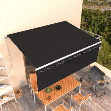 vidaXL Copertină retractabilă manual cu stor, antracit, 4x3 m