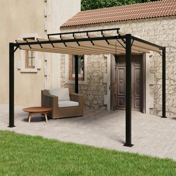 vidaXL Pavilion cu acoperiș jaluzea gri taupe 3x3 m țesătură&aluminiu