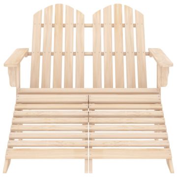 vidaXL Scaun de grădină Adirondack cu 2 locuri & otoman, lemn de brad