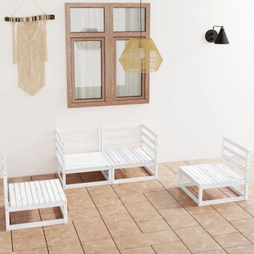 vidaXL Set mobilier de grădină, 4 piese, alb, lemn masiv de pin