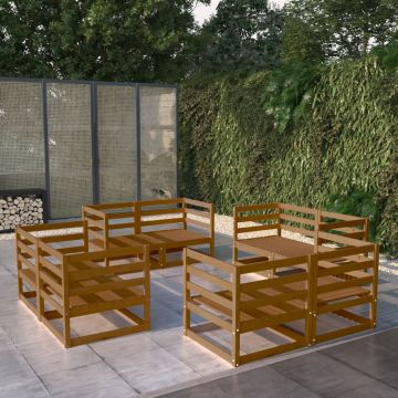 vidaXL Set mobilier de grădină, 8 piese, maro miere, lemn masiv pin