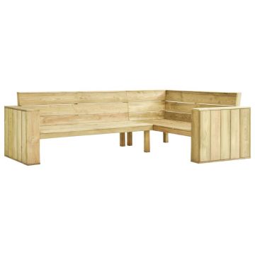 vidaXL Set mobilier de grădină cu perne, 4 piese, lemn de pin tratat