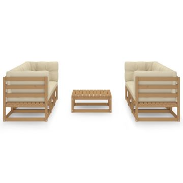 vidaXL Set mobilier de grădină cu perne, 7 piese, lemn masiv de pin