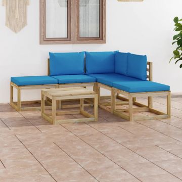 vidaXL Set mobilier de grădină cu perne albastru deschis, 6 piese