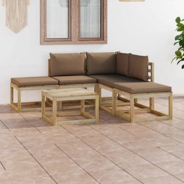 vidaXL Set mobilier de grădină cu perne gri taupe, 6 piese