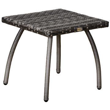 Masa Outsunny din Ratan sintetic pentru Exterior, Gradina, Terasa Impermeabilă Gri 45x45x44cm | Aosom Romania