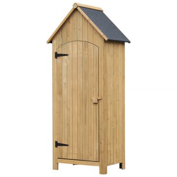 Outsunny Magazie de Scule, casuta de Gradina,  sopron din Lemn, Impermeabila cu Usi si Rafturi 77.5x54.2x179.5cm | Aosom Romania