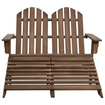vidaXL Scaun grădină Adirondack cu 2 locuri&otoman, maro, lemn de brad