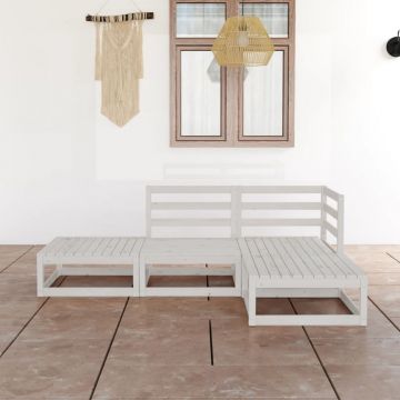 vidaXL Set mobilier de grădină, 4 piese, alb, lemn masiv de pin