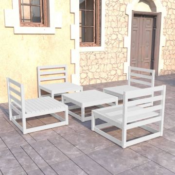 vidaXL Set mobilier de grădină, 4 piese, alb, lemn masiv de pin