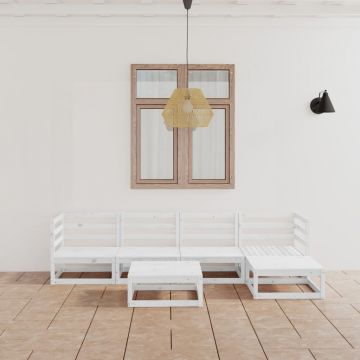 vidaXL Set mobilier relaxare de grădină 6 piese alb lemn masiv de pin