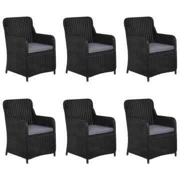 vidaXL Set mobilier de grădină, 7 piese, negru