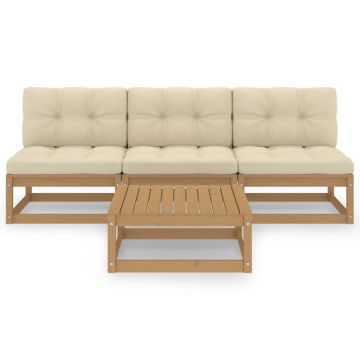 vidaXL Set mobilier de grădină cu perne, 4 piese, lemn masiv pin