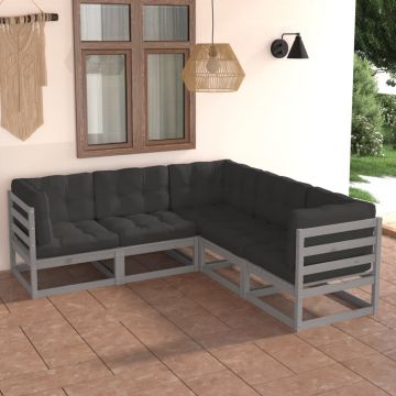 vidaXL Set mobilier de grădină cu perne, 5 piese, lemn masiv de pin