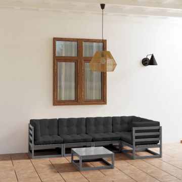 vidaXL Set mobilier de grădină cu perne, 6 piese, lemn masiv de pin