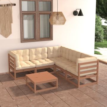 vidaXL Set mobilier de grădină cu perne, 6 piese, lemn masiv de pin