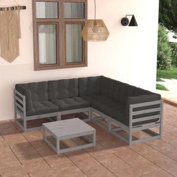 vidaXL Set mobilier de grădină cu perne, 6 piese, lemn masiv de pin