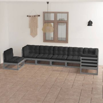 vidaXL Set mobilier de grădină cu perne, 7 piese, lemn masiv de pin