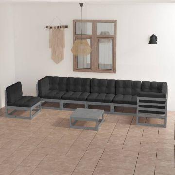 vidaXL Set mobilier de grădină cu perne, 8 piese, lemn masiv de pin