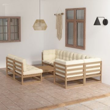 vidaXL Set mobilier de grădină cu perne, 8 piese, lemn masiv de pin