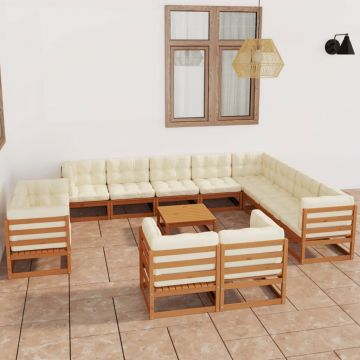vidaXL Set mobilier grădină cu perne 13 piese maro miere lemn pin