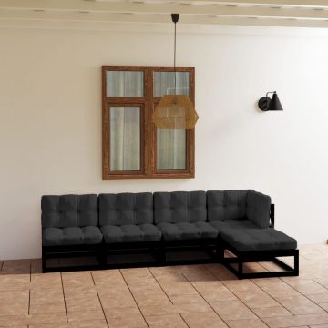 vidaXL Set mobilier grădină cu perne, 5 piese, lemn masiv pin