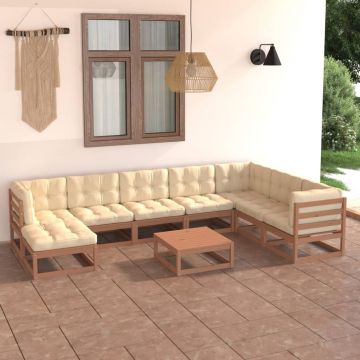 vidaXL Set mobilier grădină cu perne, 9 piese, lemn masiv de pin