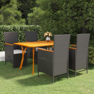 vidaXL Set mobilier pentru grădină, 5 piese, negru