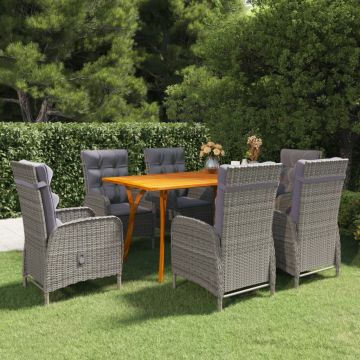 vidaXL Set mobilier pentru grădină, 7 piese, gri