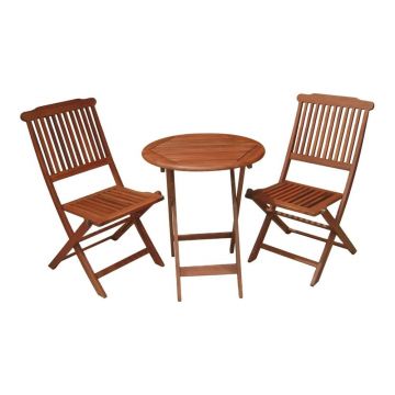 Set masă și 2 scaune din lemn de eucalipt pentru balcon Prague - Garden Pleasure Set masă și 2 scaune din lemn de eucalipt pentru balcon Prague - Garden Pleasure