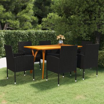 vidaXL Set mobilier de grădină, 7 piese, negru