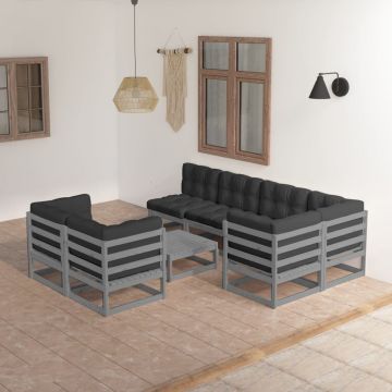 vidaXL Set mobilier de grădină cu perne, 8 piese, lemn masiv de pin