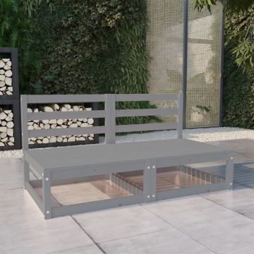 vidaXL Canapea de grădină cu 2 locuri, gri, lemn masiv de pin