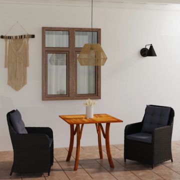 vidaXL Set de masă pentru grădină, 3 piese, negru