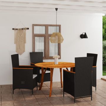 vidaXL Set de masă pentru grădină, 5 piese, negru