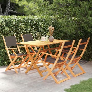 vidaXL Set mobilier de exterior, 5 piese, negru, lemn masiv eucalipt vidaXL Set mobilier de exterior, 5 piese, negru, lemn masiv eucalipt