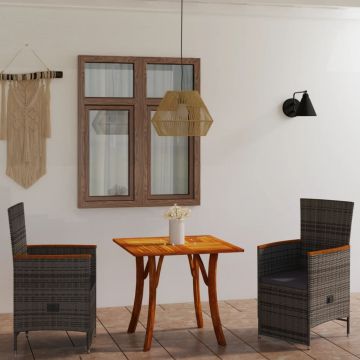 vidaXL Set mobilier de grădină, 3 piese, gri vidaXL Set mobilier de grădină, 3 piese, gri