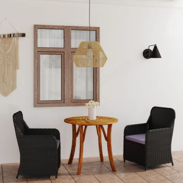 vidaXL Set mobilier de grădină, 3 piese, negru