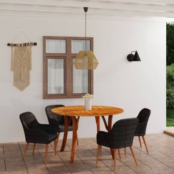 vidaXL Set mobilier de grădină, 5 piese, negru