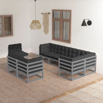 vidaXL Set mobilier de grădină cu perne, 8 piese, lemn masiv de pin