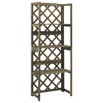 vidaXL Spalier cu rafturi, gri, 55x30x140 cm, lemn masiv brad vidaXL Spalier cu rafturi, gri, 55x30x140 cm, lemn masiv brad