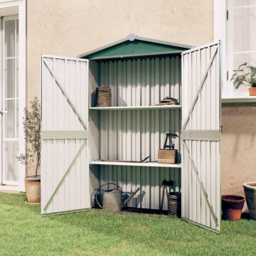 vidaXL Magazie de grădină, verde, 116x45x175 cm, oțel zincat