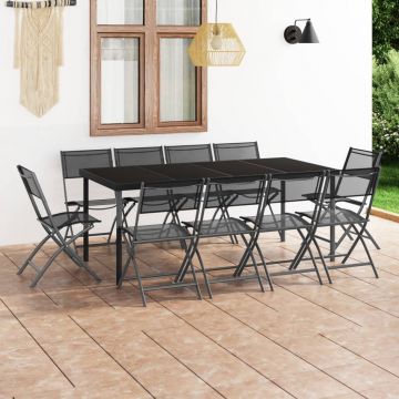 vidaXL Set mobilier de exterior, 11 piese, oțel