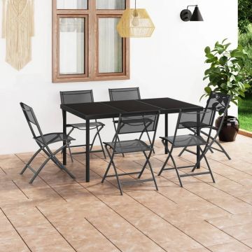 vidaXL Set mobilier de exterior, 7 piese, oțel