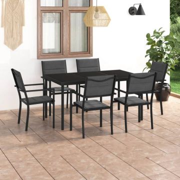 vidaXL Set mobilier de exterior, 7 piese, oțel