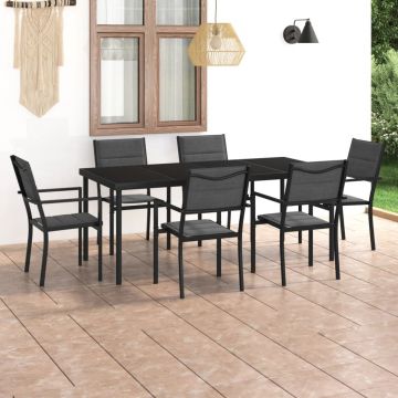 vidaXL Set mobilier de exterior, 7 piese, oțel